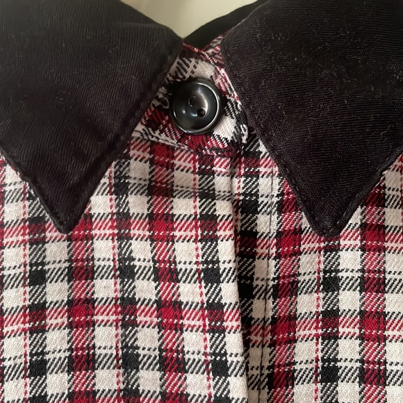Vintage Bonworth plaid long sleeve button down with velvet collar - Picture 3 of 6